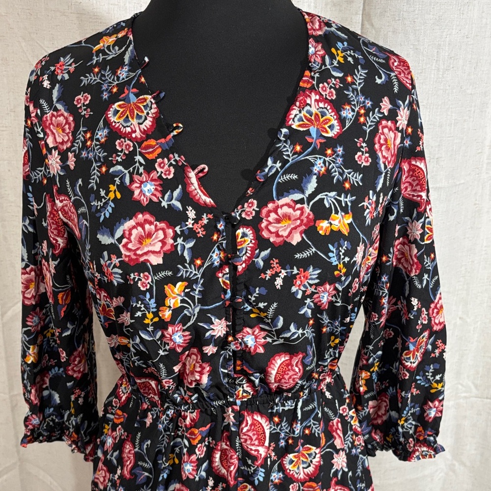 Floral Black Midi Dress
